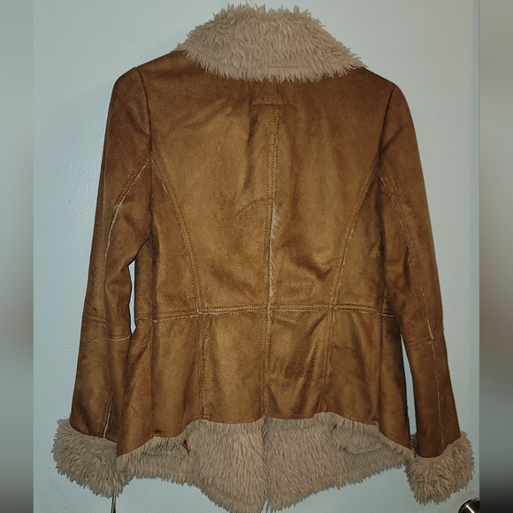 American Rag faux fur & suede  Jacket Coat extra small soft tan beige - Picture 10 of 16